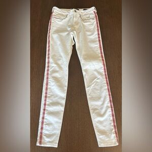 Scotch & Soda White Skinny Pants with Red Side Detail